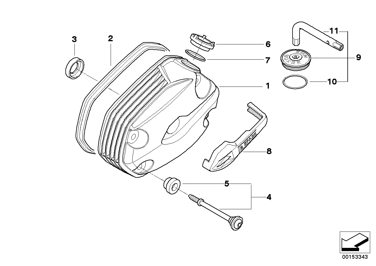 schéma BMW Couvre culasse chrome droit R1200 - 11127704766