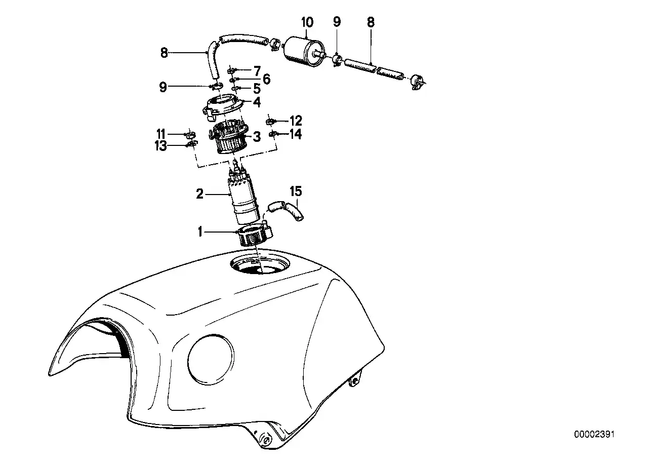 schéma BMW Amortisseur de vibrations pour pompe à essence - 16121464628