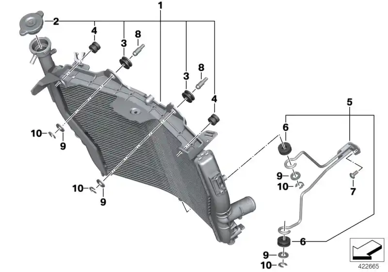 schéma BMW Radiateur du liquide de refroidissement S1000 - 17118545632