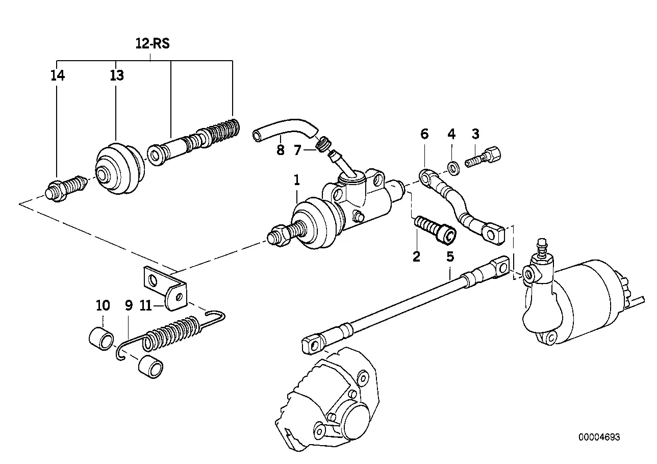 schéma BMW Kit réparation maître cylindre frein arrière D:12mm - 34312311064