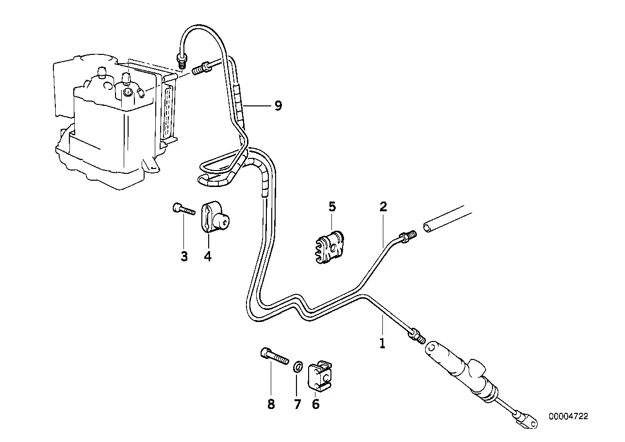 schéma BMW Tuyau de frein arriere abs R1100 - 34322314458