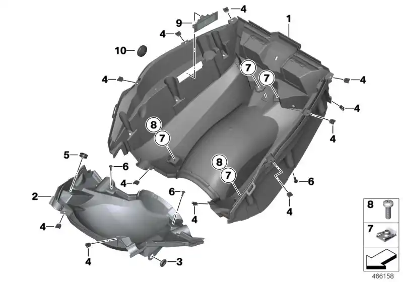 schéma BMW plancher de compartiment à bagages - 46638559644