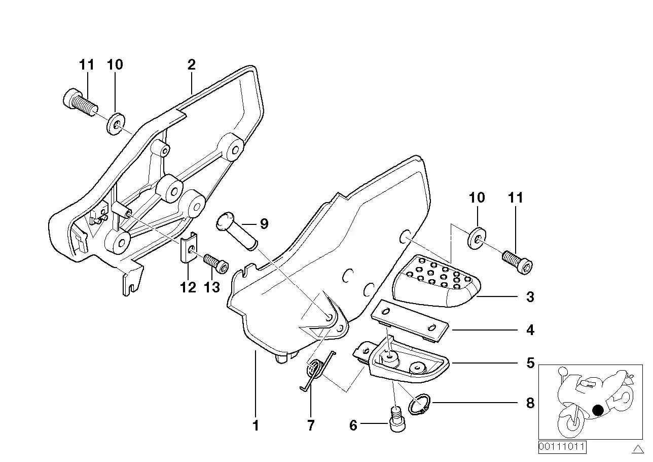 schéma BMW Repose-pied gauche avec caoutchouc K1200 - 46717682401